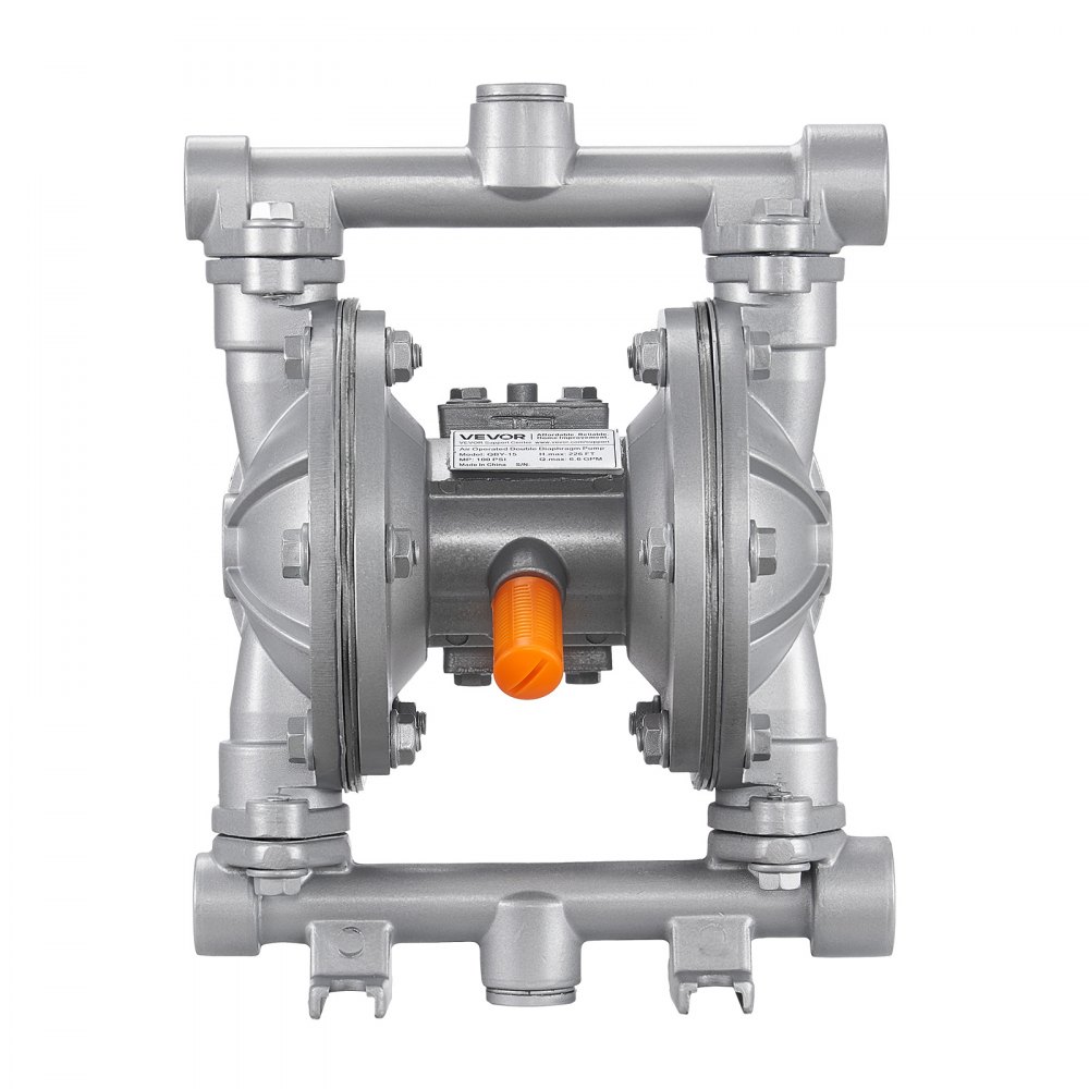 VEVOR luftdrevet dobbeltmembranpumpe, maks. 25 l/min, standard inn- og utløpsluft, pneumatisk spilloljepumpe, hus i aluminiumslegering, doble membraner, for diesel, fett, parafin, bensin