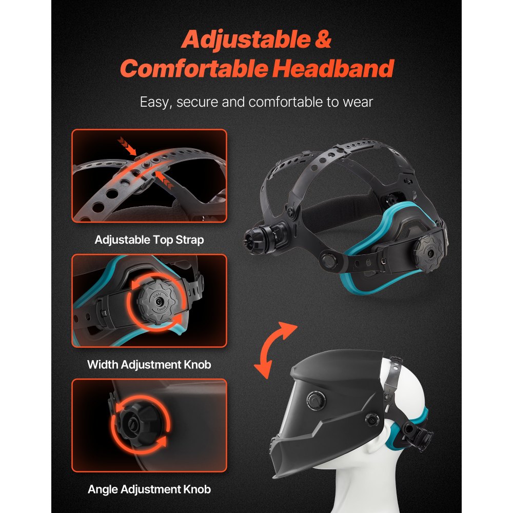 VEVOR Welding Helmet Auto Darkening, 100 x 80 mm True Color Welding Hood, Solar-Powered Welder Mask 4 Arc Sensors, Wide Shade 4/5-9/9-13 for TIG MIG Weld Cutting Grinding Application - METIS Series