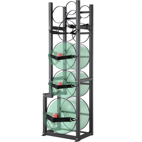 VEVOR kjølemiddeltankstativ, med 1 x 50 lbs, 2 x 30 lbs og 3 ekstra små flasketanker, sylindertankstativ 15,55 x 12,99 x 49,8 tommer, kjølemiddelflaskestativ og braketter for freon, gasser