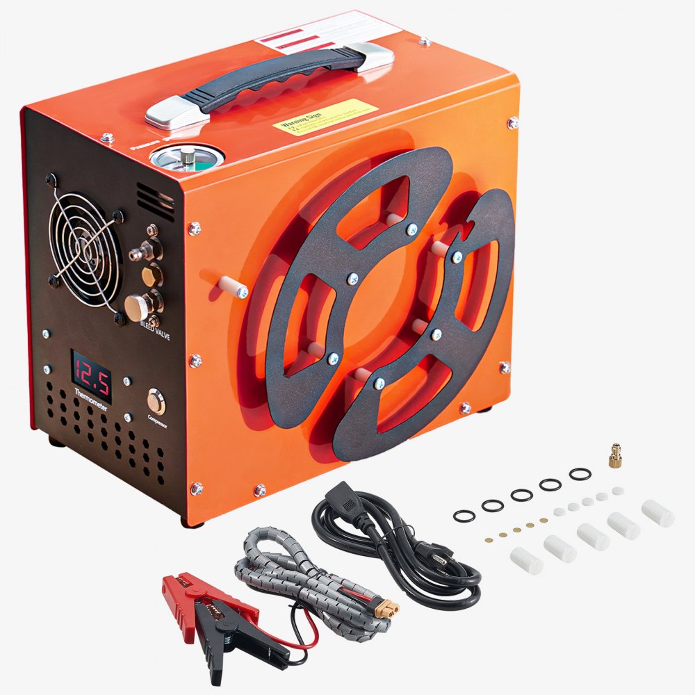 VEVOR PCP luftkompressor, 4500PSI/30Mpa PCP luftgeværkompressor med innebygd omformer og viftekjølesystem, automatisk stopp DC12V/AC230V bærbar paintballtankkompressor for luftgevær, dykkerflaske