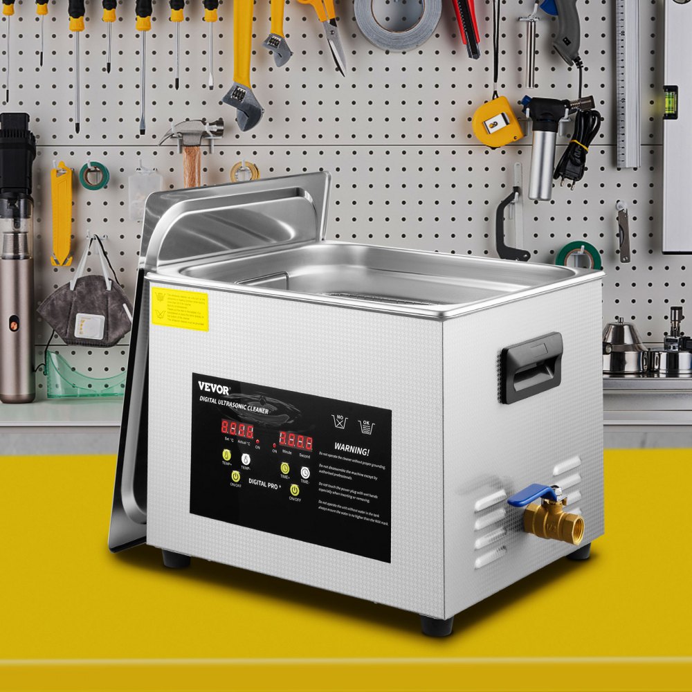 VEVOR 15 L ultralydrenser (600 W oppvarming, 360 W ultralyd) Profesjonell digital ultralydrenser for laboratoriedeler med oppvarmingstimer for rengjøring av glassinstrumenter for tannbehandling