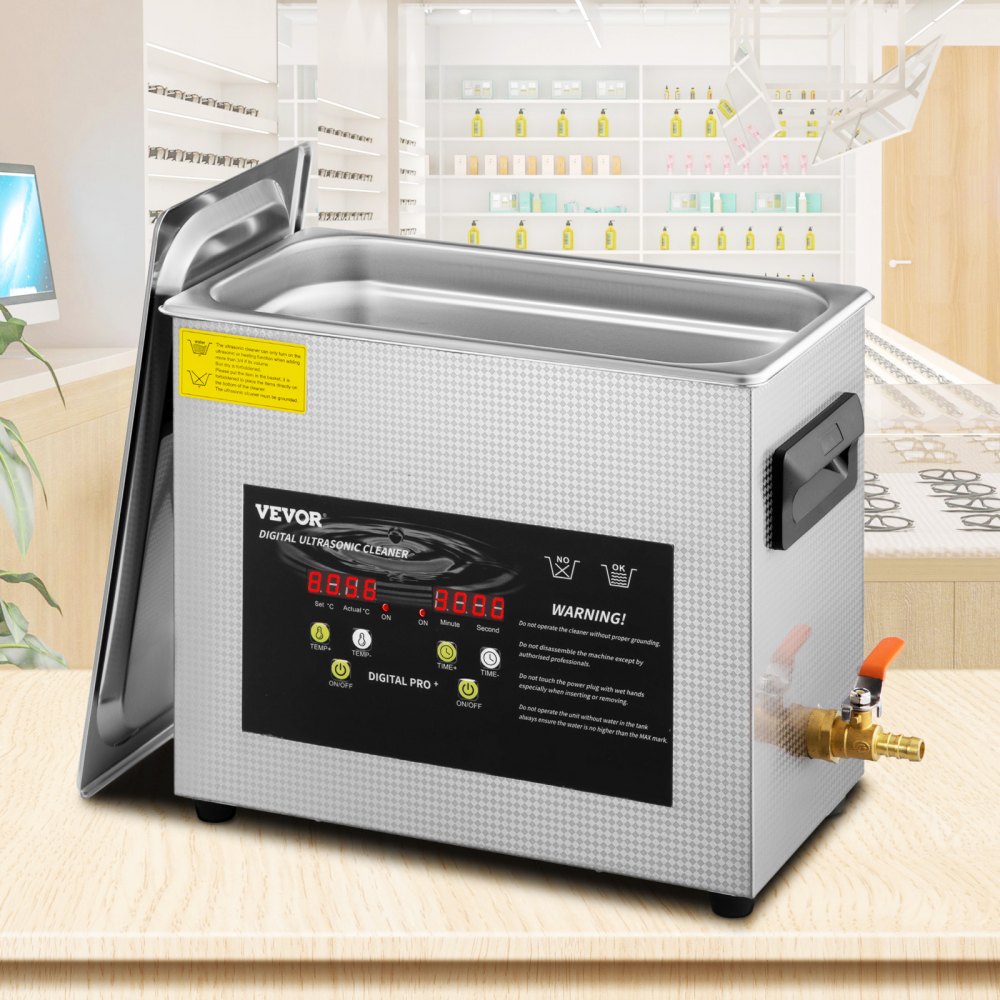 VEVOR 6L Upgraded Ultrasonic Cleaner (400W Heater,180W Ultrasonic) Professional Digital Lab Ultrasonic Parts Cleaner with Heater Timer for Jewelry Glasses Instruments Cleaning