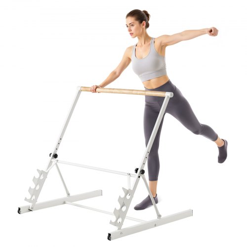 VEVOR Ballettbarre, Frittstående Bærbar Barre, Hjemmefitness Treningsutstyr for Mage, Armer, Styrke og Kardio, Lett å Oppbevare Sammenleggbare Stretching Dansestenger, 4 Nivåer Høydejusterbar