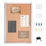 VEVOR 36"x24" Enclosed Cork Board with Aluminum Frame –  Lockable Bulletin Board with Acrylic Door & 2 Keys – Weather-Resistant Wall Display Case for School, Home, Office