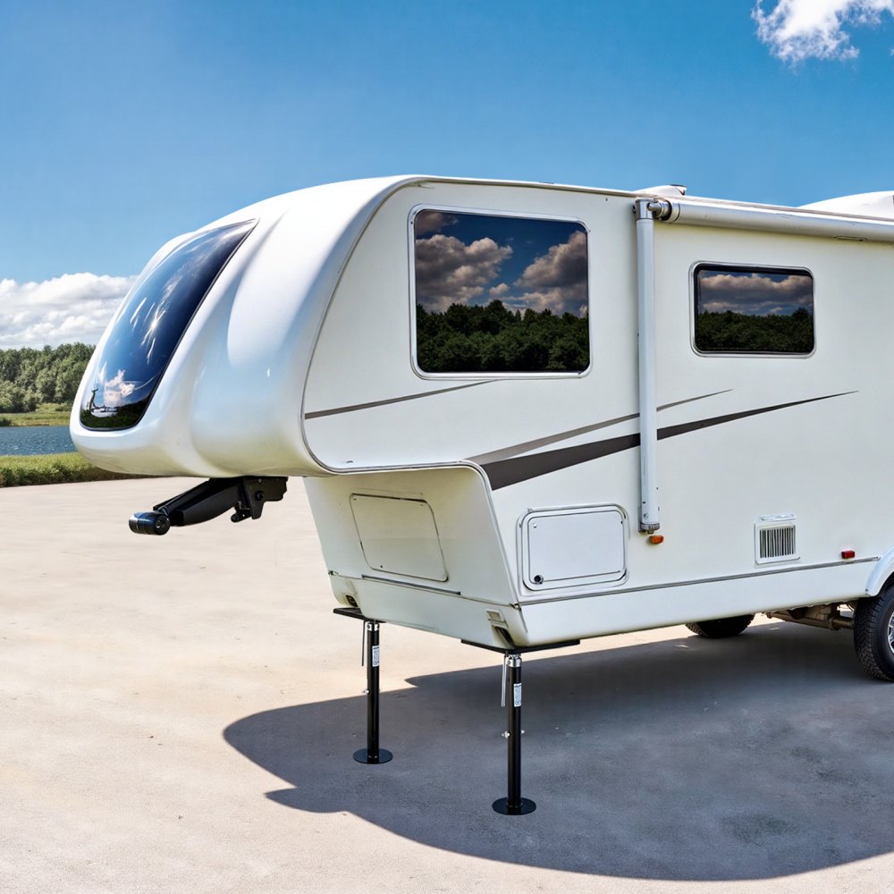 VEVOR uttrekkbar støttejekk for bobil, 2 stk. uttrekkbar nivåjekk for campingvogn, pulverlakkerte stålstøttejekker for bobil, campingvogn, campingvogn, støtter opptil 453,59 kg, justerbar fra 541,02 til 48 1219,2 mm