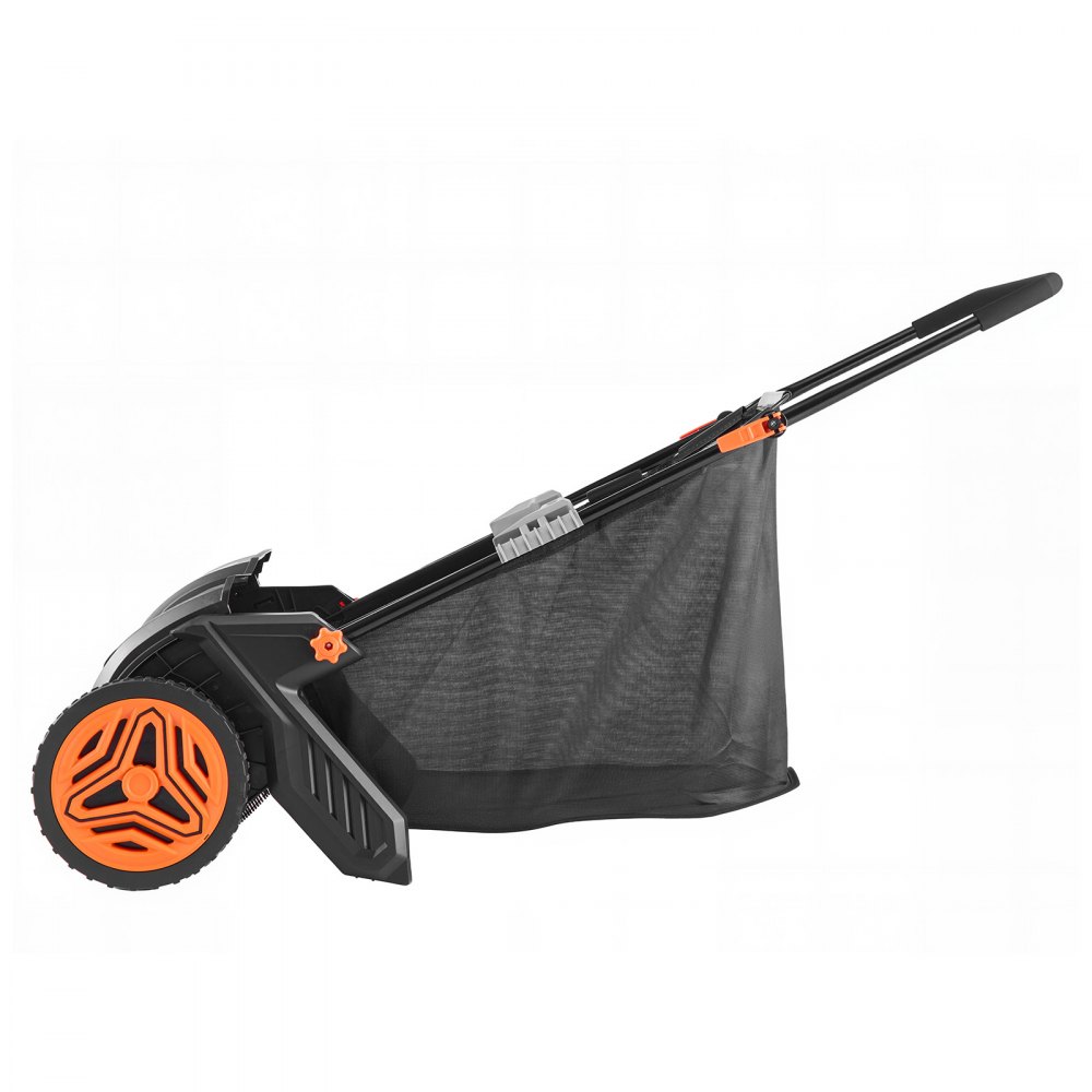 VEVOR Push Lawn Sweeper, 21inch Leaf & Grass Collector, Strong Plastic Wheels & Heavy Duty Thickened Steel Durable to Use with Large Capacity 3.5 cu. ft. Mesh Collection Hopper Bag, 2 Spinning Brushes
