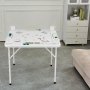VEVOR Mahjong Table, Square 4 Player Folding Card Table with 4 Cup Holders & 4 Chip Trays, Portable Domino Game Table with 1 Set of Dominoes for Mahjong Poker Puzzles, 35.4 x 35.4-inch, White