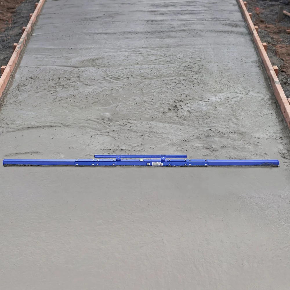 VEVOR Concrete Screed 2430 mm Manual Screed Board Aluminum Alloy Blue, Built-in Bubble Level, Powder-coated Finish, Lightweight Paver Leveling Tool for Patio, Sidewalk, Garage Floor Finishing