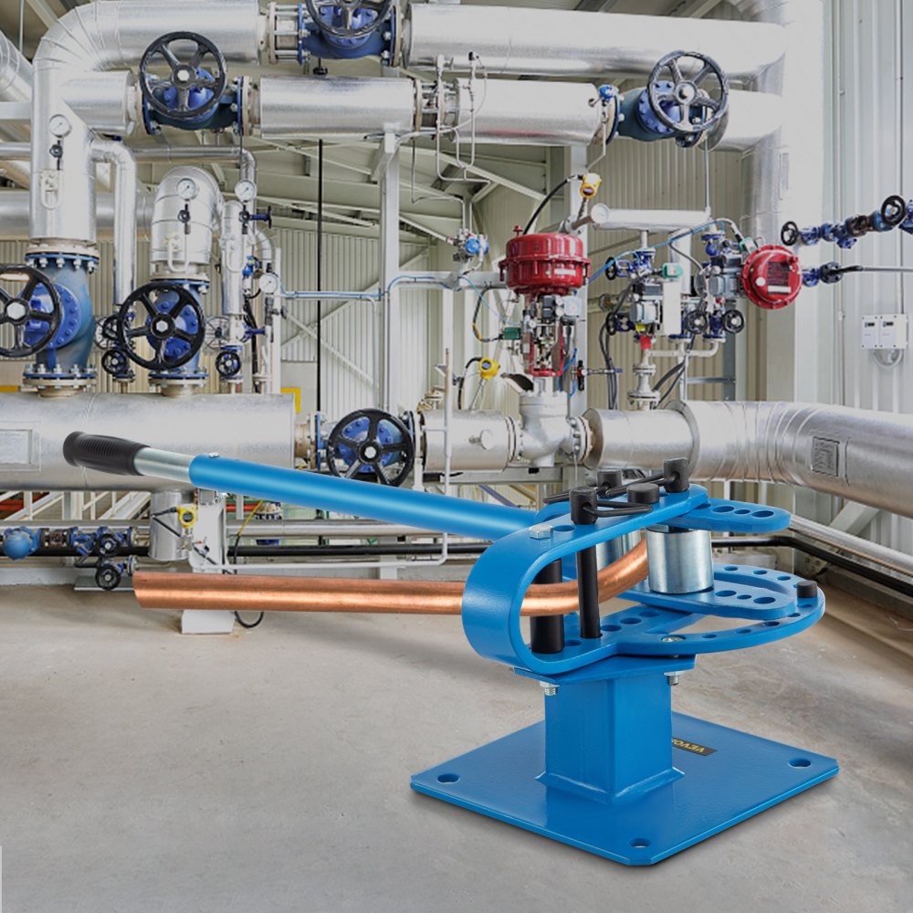 VEVOR YP-9 manuell bøyer, 1” - 2“ kapasitet solid rund firkantet metallbøyer med 7 bøyematrisser, metallstangbøyer bøyeverktøy for bilreparasjon på byggeplasser