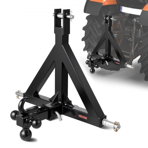 VEVOR 3-punkts tilhengerfeste, 2-tommers mottaker, 3-punkts hurtigkobling med 3 tilhengerkuler, adapter for traktortrekk, kompatibel med Kubota, Mahindra, Ford, Yanmar, John Deere, Massey Ferguson