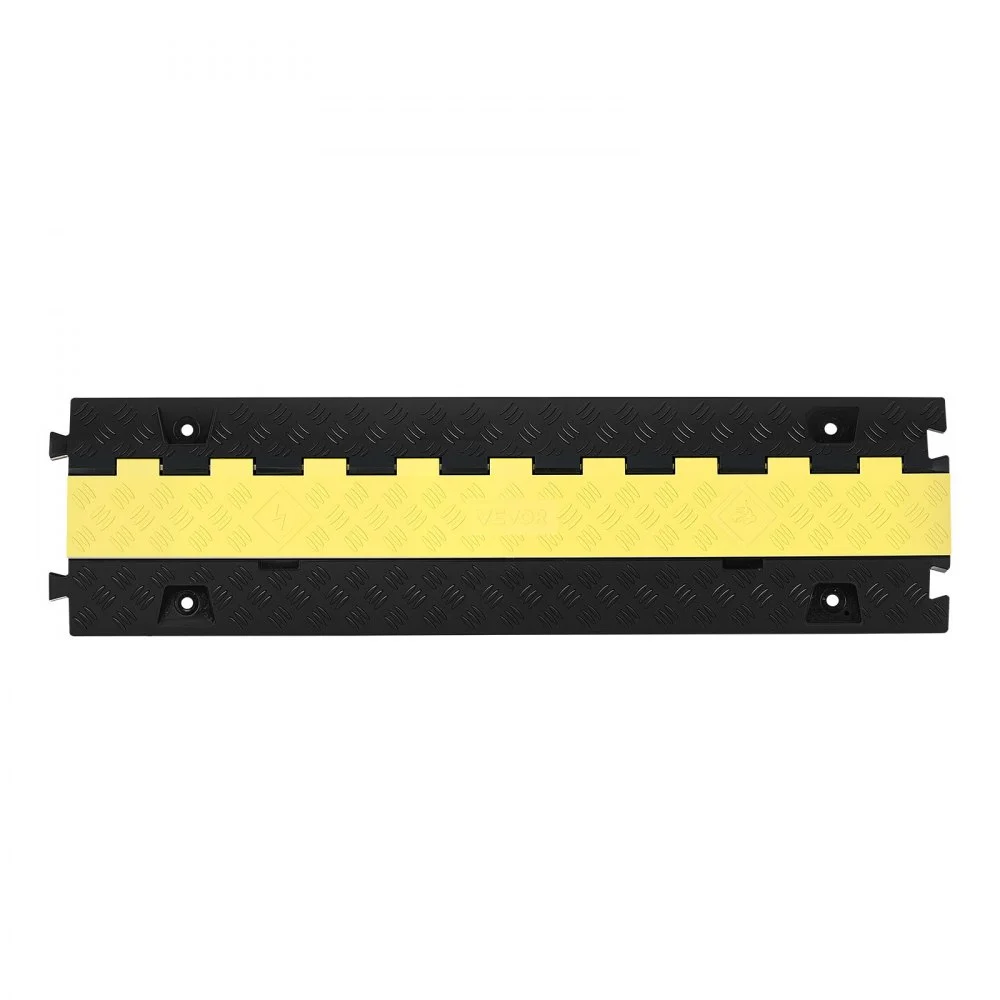 VEVOR kabelbeskyttelsesrampe, 9979 kg/akselkapasitet, 2-kanals kraftig TPU-ledningsslangedeksel, 31 x 28 mm kanal, trafikkdump med vippbart toppdeksel, for innendørs og utendørs bruk, 3-pakning