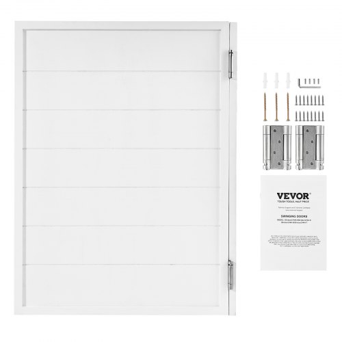 VEVOR Svingdører til kafé, enkle innendørs salongdører 81,3 x 106,7 cm, firkantet design laget av furu, med hengsler og beslag, enkel å installere, for gang, kjøkken, bar, pub, inngang, hvit