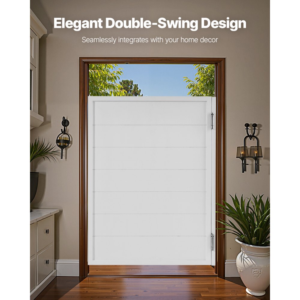 VEVOR Swinging Cafe Doors, Single Indoor Saloon Doors 81.3 x 106.7 cm, Square Design Made of Pine Wood, with Hinges & Hardware Kit, Easy to Install, for Hallway Kitchen Bar Pub Entrance, White
