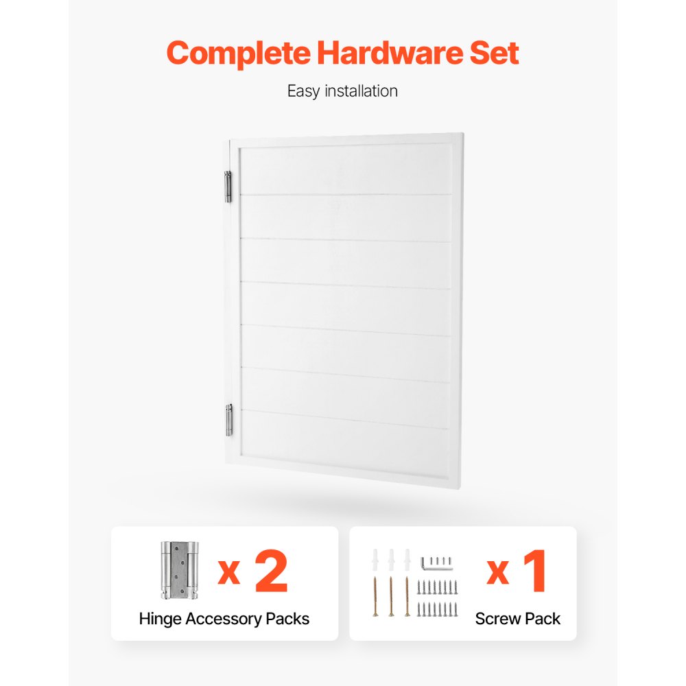 VEVOR Swinging Cafe Doors, Single Indoor Saloon Doors 81.3 x 106.7 cm, Square Design Made of Pine Wood, with Hinges & Hardware Kit, Easy to Install, for Hallway Kitchen Bar Pub Entrance, White