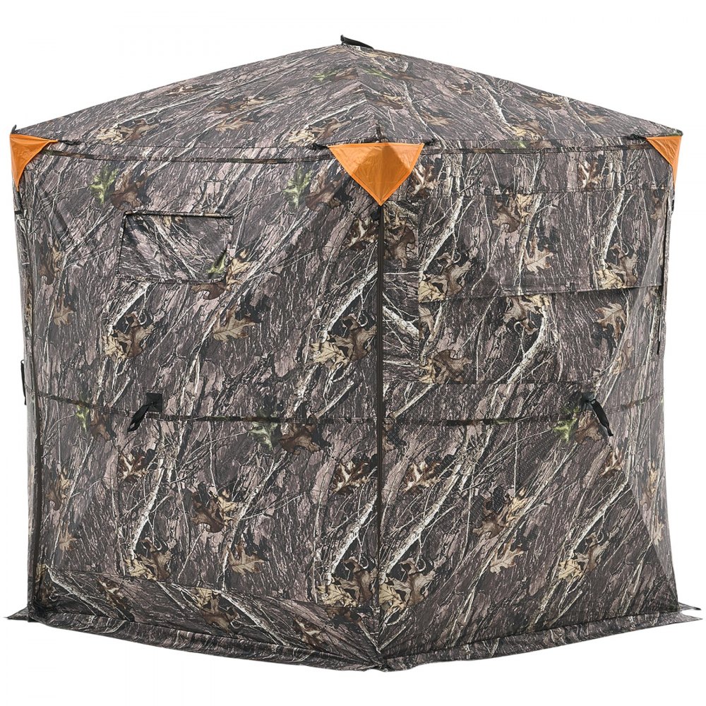 VEVOR Hunting Blind, 6-7 Person, 288 Degree 5 Side See-Through Ground Blinds with Carrying Bag, Portable Camouflage Tent, Durable Concealed Shelter with Silent Zipper Door and Window, for Turkey Deer