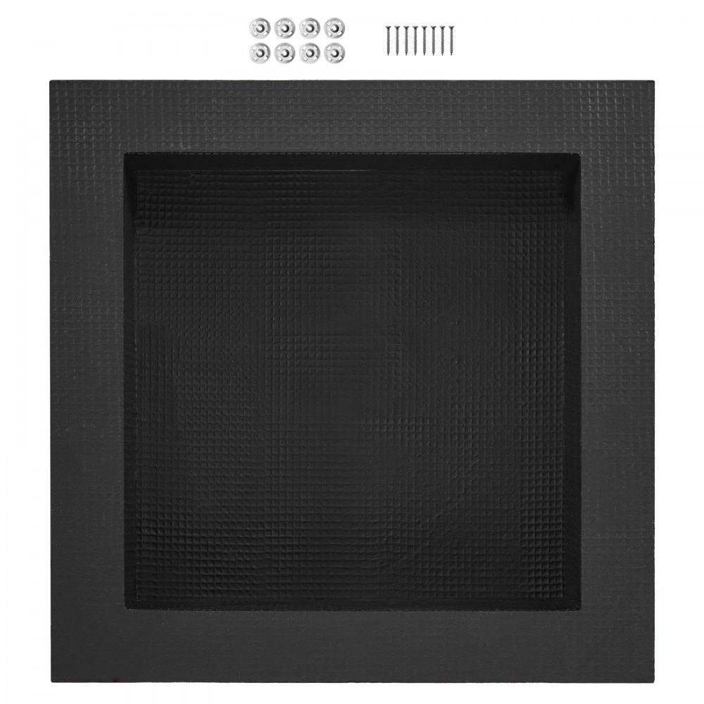 VEVOR Dusjnisje Klar for Flislegging 40,64 x 40,64 cm, Enkel Hylle Organisator, Firkantede Hjørner Vegginnsatt Nisje Innfelt, Forseglet Beskyttelse Moderne Såpeoppbevaringsnisje for Duschbad, Svart