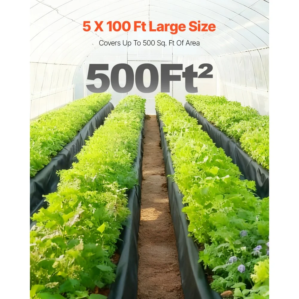 VEVOR 10 mil plastduk kraftig 5' x 100', tykk plastdukrull, plastduk for maling, polyetylenbelegg for krypkjeller dampsperre, multifunksjonell, svart