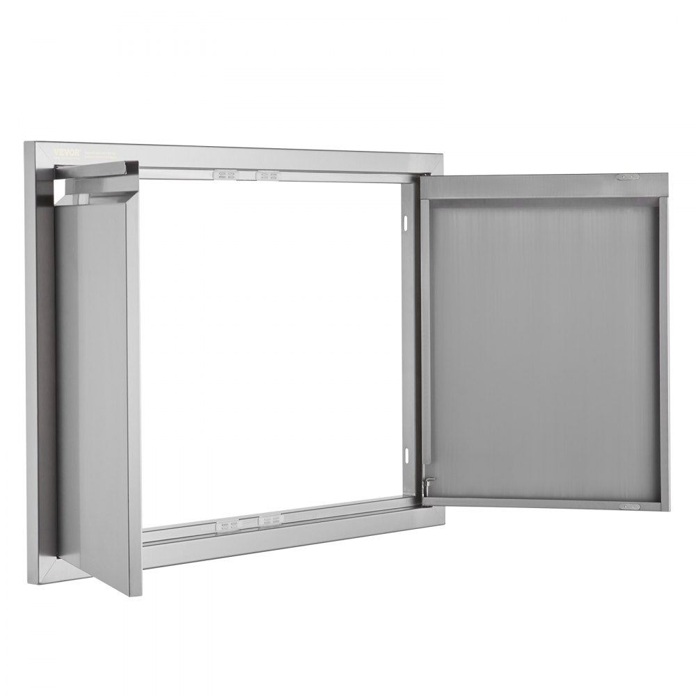 VEVOR BBQ-tilgangsdør, 762x532 mm dobbel utendørs kjøkkendør, innfelt dør i rustfritt stål, vertikal veggdør med innfelte håndtak, for grilløy, grillstasjon, utendørsskap