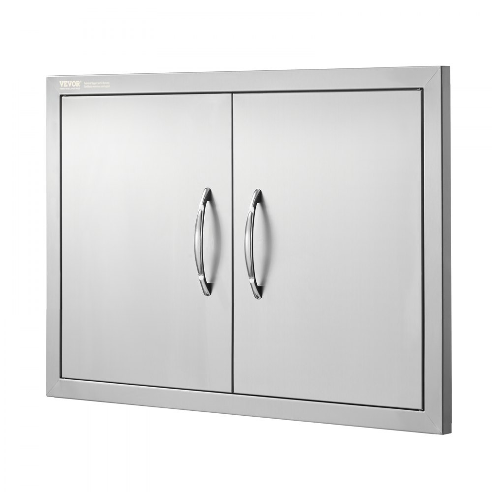 VEVOR BBQ-tilgangsdør, 711x482 mm dobbel utendørs kjøkkendør, innfelt dør i rustfritt stål, vertikal veggdør med håndtak, for grilløy, grillstasjon, utendørsskap