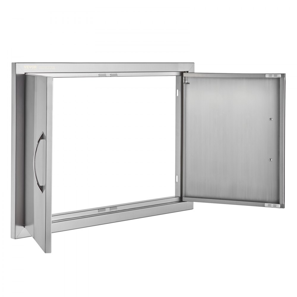 VEVOR BBQ-tilgangsdør, 711x482 mm dobbel utendørs kjøkkendør, innfelt dør i rustfritt stål, vertikal veggdør med håndtak, for grilløy, grillstasjon, utendørsskap