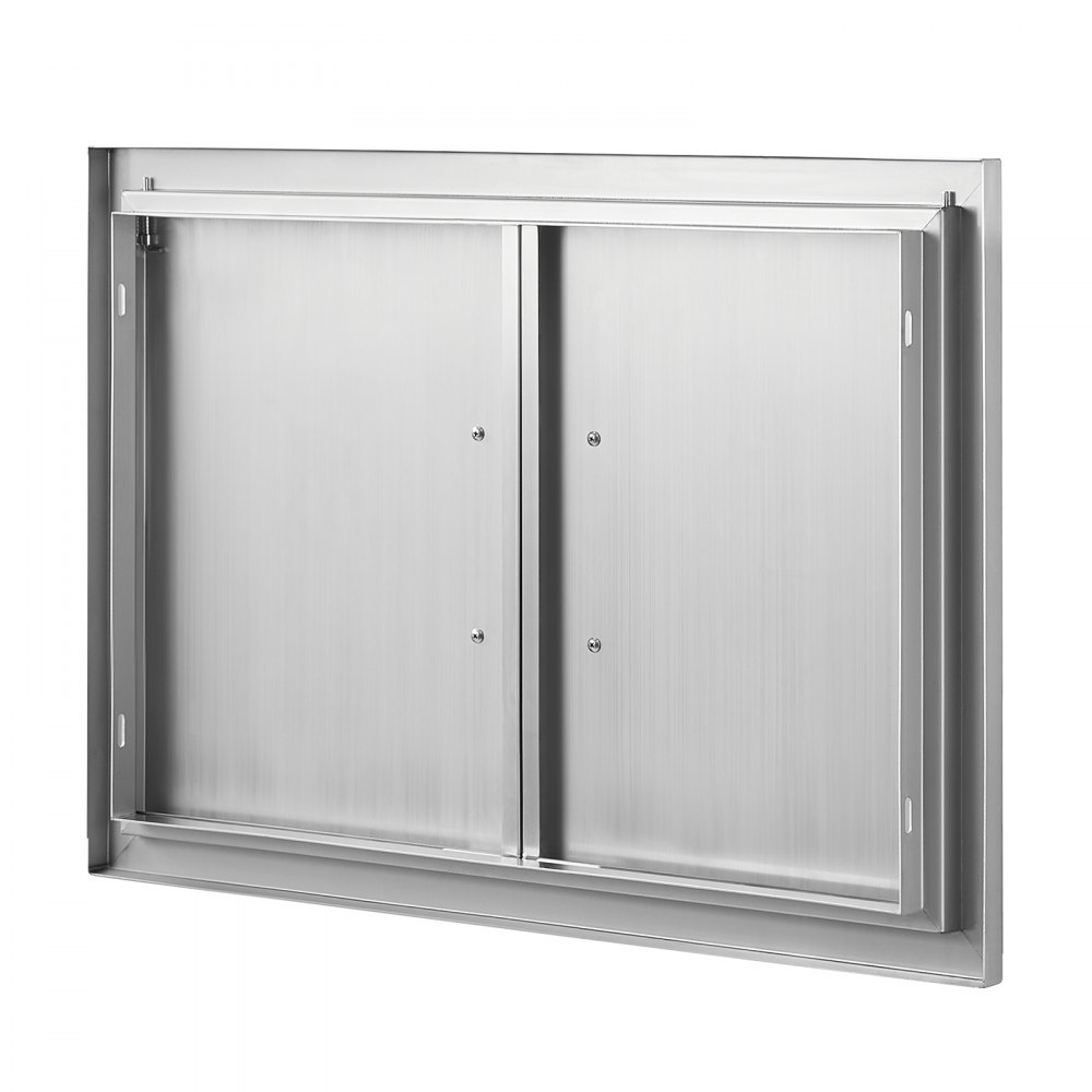 VEVOR BBQ-tilgangsdør, 711x482 mm dobbel utendørs kjøkkendør, innfelt dør i rustfritt stål, vertikal veggdør med håndtak, for grilløy, grillstasjon, utendørsskap