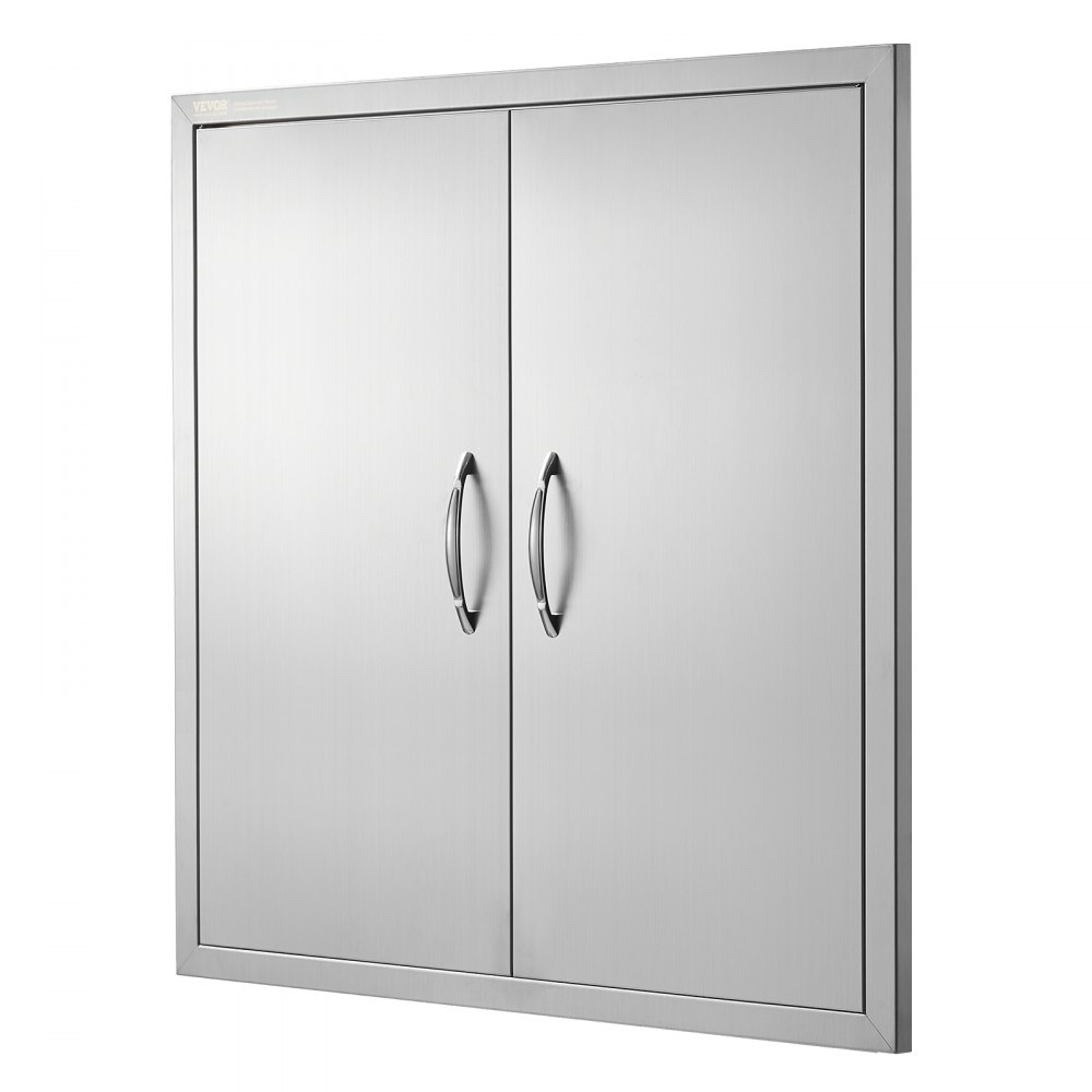 VEVOR BBQ-tilgangsdør, 790x790 mm dobbel utendørs kjøkkendør, innfelt dør i rustfritt stål, vertikal veggdør med håndtak, for grilløy, grillstasjon, utendørsskap