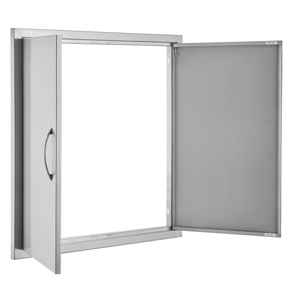 VEVOR BBQ-tilgangsdør, 790x790 mm dobbel utendørs kjøkkendør, innfelt dør i rustfritt stål, vertikal veggdør med håndtak, for grilløy, grillstasjon, utendørsskap
