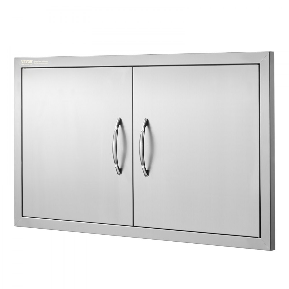VEVOR BBQ-tilgangsdør, 863x482 mm dobbel utendørs kjøkkendør, innfelt dør i rustfritt stål, vertikal veggdør med håndtak, for grilløy, grillstasjon, utendørsskap