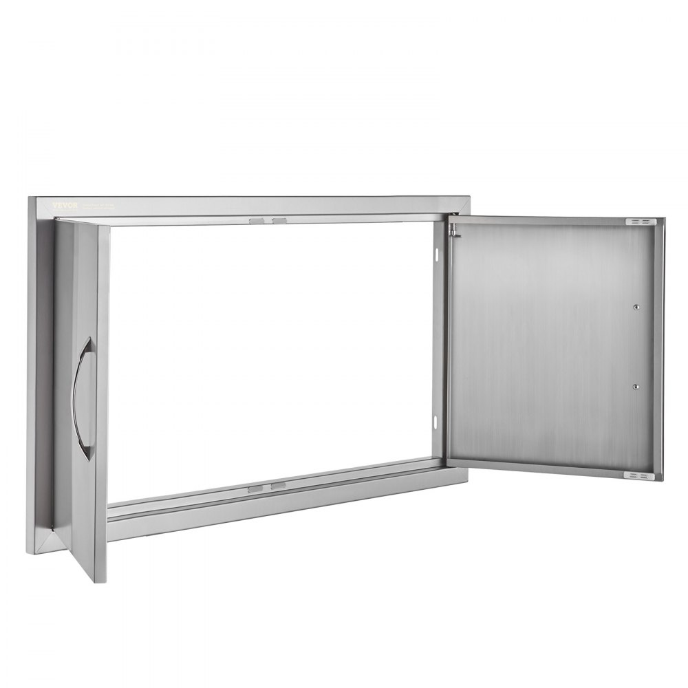 VEVOR BBQ-tilgangsdør, 863x482 mm dobbel utendørs kjøkkendør, innfelt dør i rustfritt stål, vertikal veggdør med håndtak, for grilløy, grillstasjon, utendørsskap