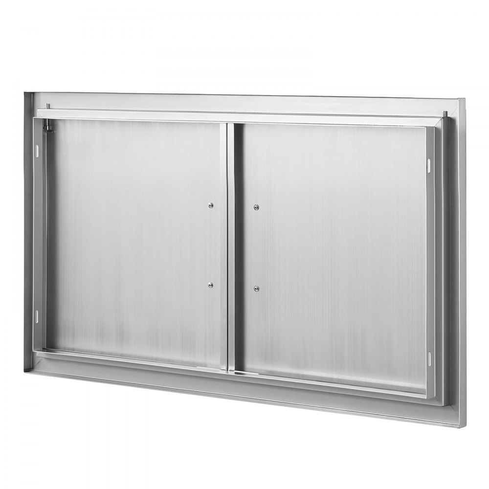 VEVOR BBQ-tilgangsdør, 863x482 mm dobbel utendørs kjøkkendør, innfelt dør i rustfritt stål, vertikal veggdør med håndtak, for grilløy, grillstasjon, utendørsskap
