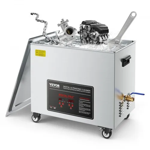 VEVOR 50L ultralydrenser, profesjonell ultralydrenser med rengjøringskurv og digitalt display, 840W stor rengjøringsmaskin i rustfritt stål med hjul for industrielle deler, forgassere