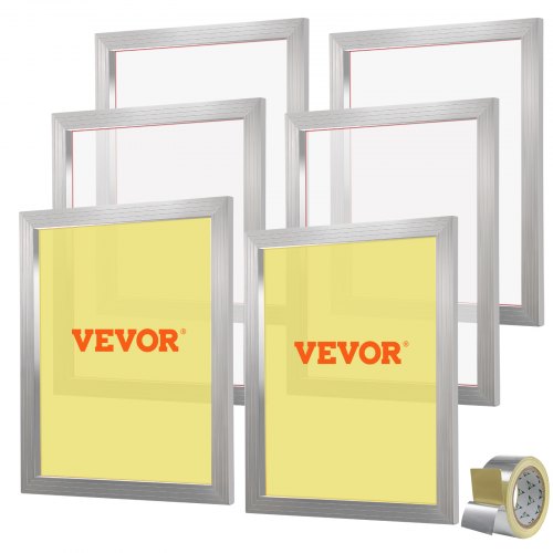 VEVOR silketrykksett, 6 deler silketrykkrammer i aluminium, 20x24 tommers silketrykkramme med 160 netting, høyspenningsnylonnett og tetningstape for T-skjorter DIY-trykking