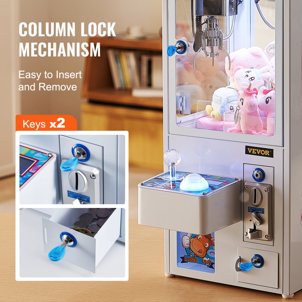 VEVOR Claw Machine, 0-80mm Jaw Diameter 0-130mm Jaw lifting, Crane Prize Grabber Commercial Arcade Game Toys, Cool Fun Grab-And-Win Machine w/ Light and Sound, Kids Dispenser Vending Toy,Boys &Girls
