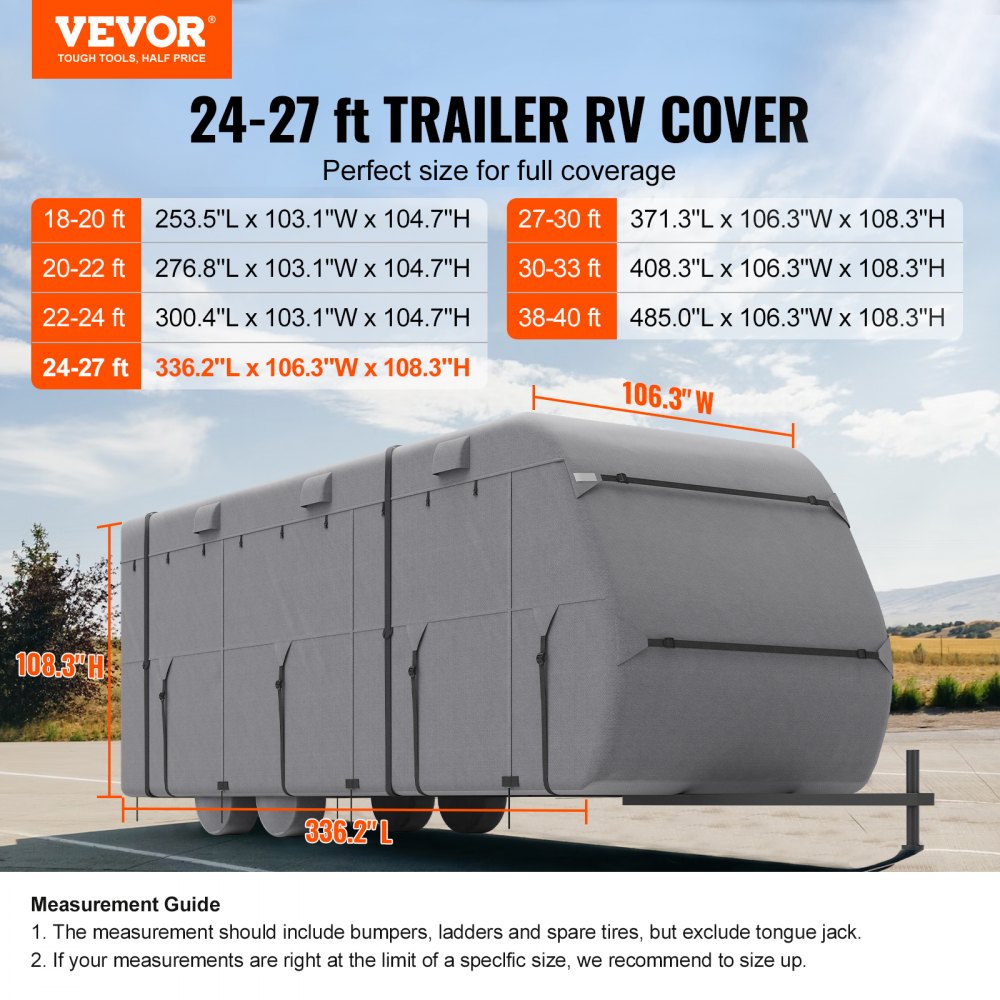 VEVOR Trailer Travel RV Cover 24-27 ft Class A Camper Cover non-woven stoff