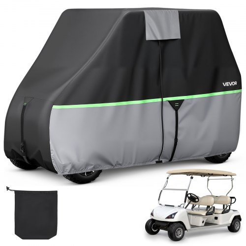 VEVOR golfbiltrekk, heldekkende golfbil for 2+2/4 passasjerer, 600D vanntett Oxford-stoff trekk til klubbbiler passer til de fleste vogner klubbbil, Yamaha, EZGO, Honda, PU-belegg og tre glidelåsdører