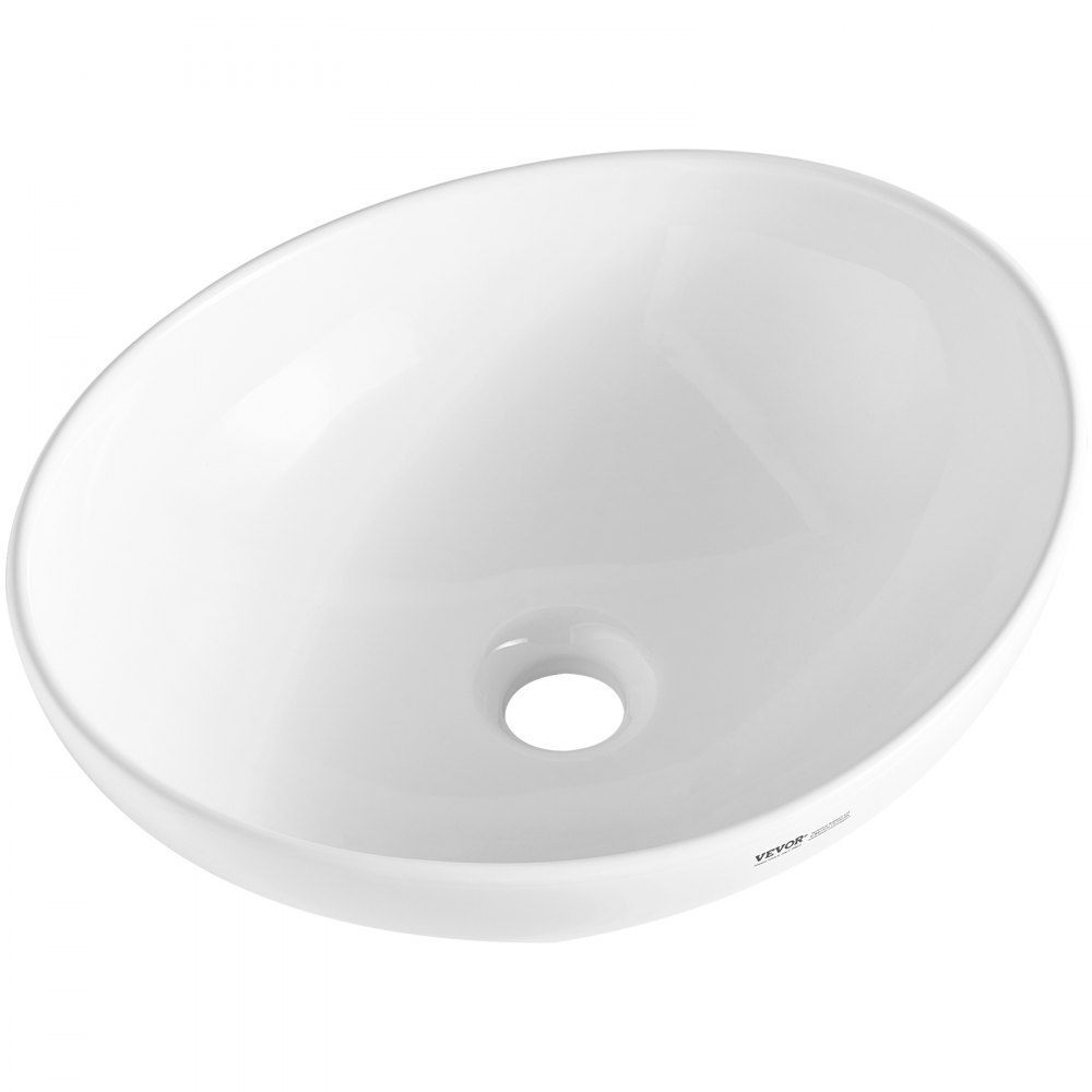 VEVOR Oval vask, 16" x 13,4" baderomsvask med benkeplate, hvit keramisk vask over benkeplate, vask med moderne stil, godt pakket for bad, hotell, toalett, bobil