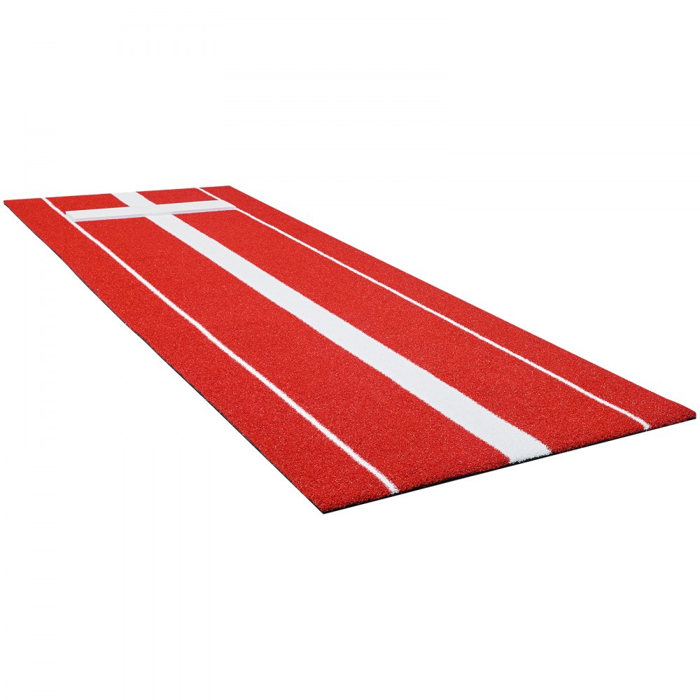 VEVOR Softball Pitching Mat, 305x92cm Baseball Pitching Rubber Mound, Antifade Turf and Antislip Foam Backing Portable Training Aid, Fastpitch Equipment for Pitchers Indoor Outdoor Practice, Red