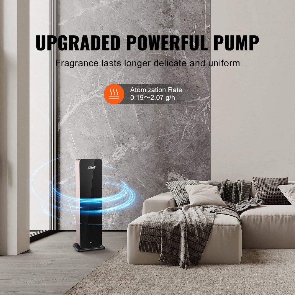 VEVOR Duftluftmaskin for hjemmet, 950 ml Bluetooth Smart kaldluftdiffuser, 3000 kvm vannfri duftluftdiffuser med essensiell olje, gulvstående aromaterapimaskin for stort rom, kontor, hotell
