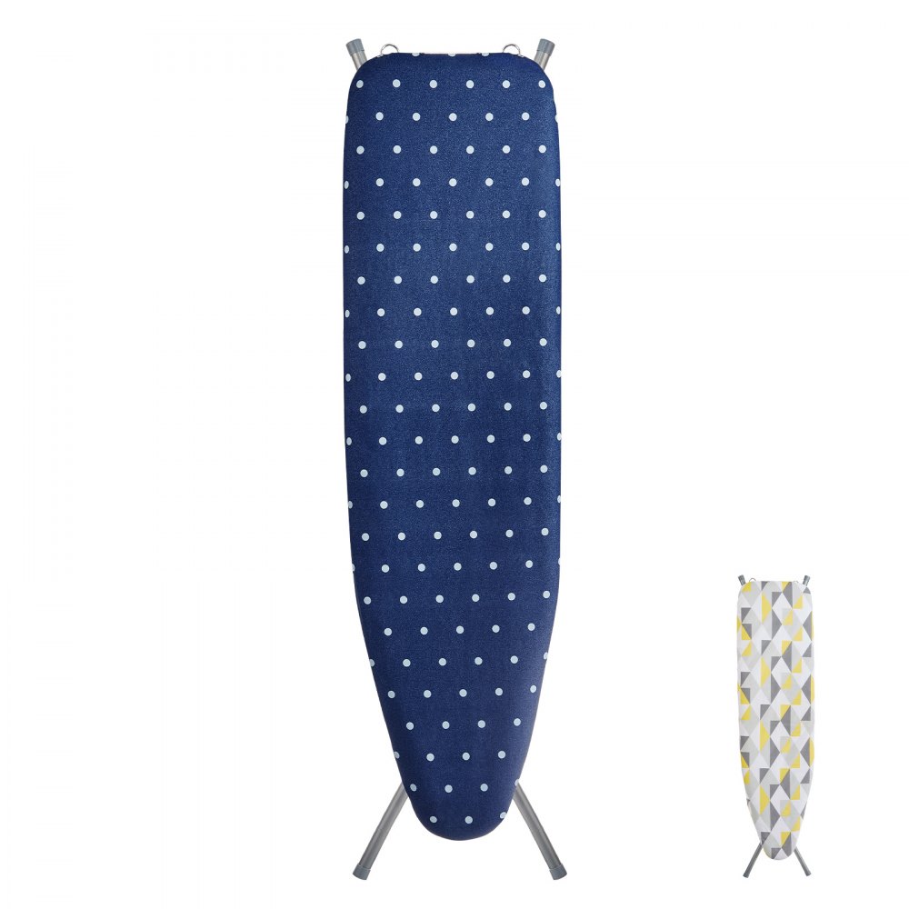 VEVOR Ironing Board with Bottom Storage Tray, Thickened 4 Layers Iron Board with Heat Resistant Cover and 100% Cotton Cover, 10 Adjustable Heights Ironing Board for Home Laundry Room Use (Size 55x15)