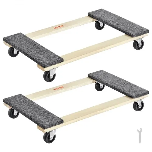 VEVOR møbeltralle, 1000 lbs hver lastekapasitet, 2 pakker, 18" x 30", 8 x 3" PP svingbare hjul, kraftig flyttetralle for hardtremøbler, flyttetralle, flyttevogn med hjul for tunge møbler