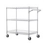 VEVOR Kitchen Utility Cart, 3 Tier Heavy Duty Adjustable Wire Storage Rack, Commercial Steel Rolling Service Trolley on Wheels, Work Table with Handle Bar, for Garage and Laundry Room, 76x46x89 cm