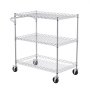VEVOR Kitchen Utility Cart, 3 Tier Heavy Duty Adjustable Wire Storage Rack, Commercial Steel Rolling Service Trolley on Wheels, Work Table with Handle Bar, for Garage and Laundry Room, 76x46x89 cm