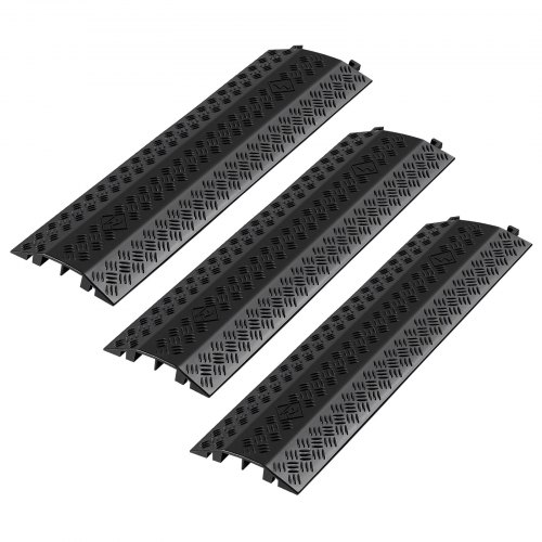 VEVOR Kabelbeskyttelse for drop-over-kabel, 17 500 lbs/aksellastkapasitet, 2-kanals kraftig gulvledningsbeskyttelse, kabelslangebeskyttelsesrampe, for innendørs, områder med mye gangtrafikk, hjem, kontor, lager, 3-pakning