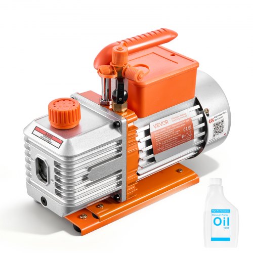 VEVOR vakuumpumpe, 5 CFM 142 L/min, HVAC totrinns roterende lamell AC vakuumpumpe, for R134a R22 R410a-systemer, 4-polet motor, for vedlikehold av klimaanlegg i biler, harpiksavgassing, olje inkludert