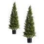 VEVOR kunstige sedertre topiary, 2 sett 1219 mm furubusker, kunstige silketre ser ekte ut, enkel montering for dekor veranda utendørs terrasse hage balkong bakgård innendørs kontor