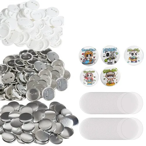 VEVOR knappemaskin, tilbehør til knappemaskin, merkemaskin 58 mm, reservedeler til DIY-merkemaskin, 500 stk. Merkemaskin, metall + plast / 250 + 250 stk med metalllokk