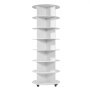 VEVOR 7 Tiers Rotating Shoe Rack Tower with Wheels, Movable 360° Spinning Carousel Display, Lazy Susan Organizer Closet Shelf for Living Room, Entryway, White