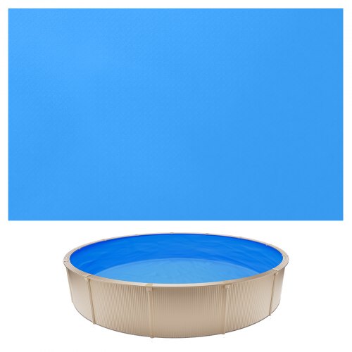 VEVOR 365,7 cm bassengforing, rund overlappende svømmebassengforing for 90 cm vegghøyde, premium vinyl, enkel installasjon med lekkasjesikre lapper, designet for stålsidig over bakken, utendørs, blå