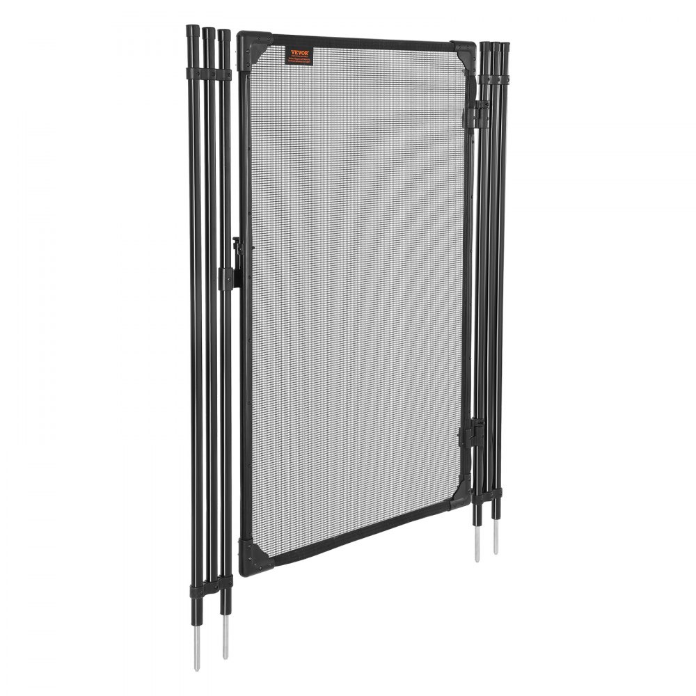 VEVOR bassenggjerdeport, 1,2 x 0,75 m nedgravd svømmebassenggjerdeport, utendørs sikkerhetsgjerdedørsett med metalllås, 352 gsm Teslin PVC-nett, rundt rør, låsbar og enkel installasjon, svart