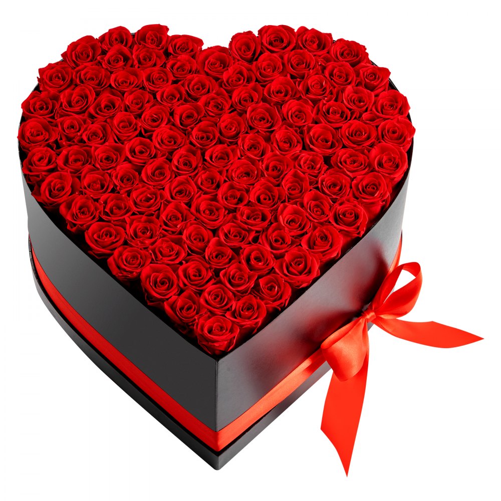 VEVOR Forever Flowers, 100 konserverte roser i en hjerteformet eske, evige blomster udødelig bukett bursdagsgave til kvinner hennes kone mødre, jubileum, valentinsdag, jul, rød